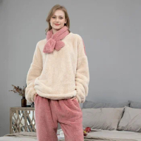 2024Winter Warm Velvet Pajama Set Women Set Pajamas for Women Home Satin Sleepwear Fashion Comfortable Plush Silk Soft Nightwear