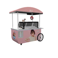 Hand Push Ice Cream Bike with Freezer Gelato Display Freezer Frozen Drink Refrigerated Chiller Showcase Food Cart Vans