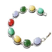 Classic Multicolor Jade Chain Bracelet - Stylish Bangle