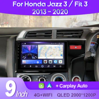 QSZN For Honda Jazz 3 2015 - 2020 Fit 3 GP GK 2013 -2020 RHD 2K QLED Android 13 Car Radio Multimedia Video Player GPS 4G CarPlay