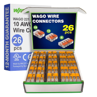 WAGO 221 Series 26pc 10 AWG Compact Splicing Wire Connectors |   Includes (10x 221-612) (10x 221-613