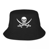 Custom Jolly Roger Skull Beach Bucket Hat Men Women Unisex Pirate Flag Summer Fisherman Cap