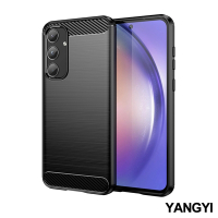 YANGYI揚邑 Samsung Galaxy A55 碳纖維拉絲紋軟殼散熱防震抗摔手機殼-黑