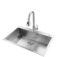 Stainless steel kitchen sink with faucet single bowl sink customization SUS304 material