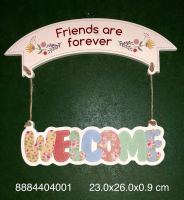 Hiasan Dinding/Pajangan Kayu 'Friends are forever Welcome - Pita'