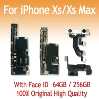 Original Motherboard for iPhone XS Max, Face ID, IOS System, Main Logic Board, Clean iCloud, 64GB, 256GB, 512GB