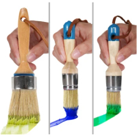 3Pack Chalk And Wax Paint Brushes Bristle Stencil Brushes DIY Painting And Waxing Brushes For Art Wood Furniture Home