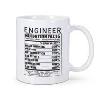 Engineer Nutritional Facts Funny Coffee Mug 11oz Inspirational Motivational Tea Cup for Engineer Friends Coworker Home Drinkware