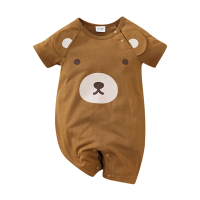 【JoyNa】短袖包屁衣 短袖寶寶連身衣 棕熊款 嬰兒服(造型款.春夏短袖)