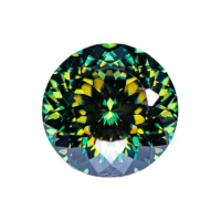 Moissanite Diamond Primary Color Yellow Green Round Shape 100 Faceted Cut Lab Grown Gemstone Charms Jewelry with GRA Report