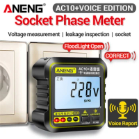 ANENG AC10 Socket Tester Leakage Protection RCD 110V/220V Electroscope Smart Voice Report Multimeter Digital Tester US/EU Plug