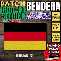 Indojersey Patch Bendera JERMAN GERMANY DEUTSCH Iron-On Kanvas Sublimasi Persegi Kotak 7 x 4.5 cm Ba