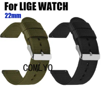 Wristband for LIGE Watch Strap Band Nylon Canva Belt Women men 22mm