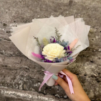 【A-ONE 匯旺】通草花束 索拉太陽玫瑰花 手工花 兔尾草 乾燥花 永生紫繡球 小花束 教師節 畢業禮物