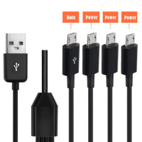 1.5M USB 2.0 Type A Male To 4 3 Micro USB Male Splitter Y Charging Date Cable Cord For Huawei Samsung Xiaomi Mobile Laptop Bank