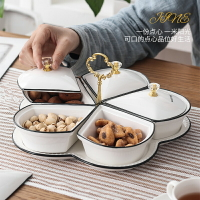 水果盤客廳家用北歐簡約陶瓷干果盤收納盒帶蓋零食盤小吃盤糖果盒