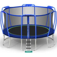 Trampolines No-Gap Design 15FT for Kids Children with Safety Enclosure Net Outdoor Backyards Large Recreational Trampoline