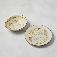 【有種創意食器】日本美濃燒 - 芬蘭花紋碗盤組 - 兩款任選(2件式)