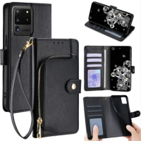 Fashion Magnet Buckle Mobile Phone Case for Samsung Galaxy S20 Ultra FE S10 S10E S9 S8 Plus Lite Zipper Wallet Leather Flip Case