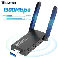 Tenmtoo Wifi Adapter USB 3.0 1300Mbps High Gain Dual Band 2.4G/5Ghz WiFi USB for PC Laptop Desktop USB Computer Network Adapter