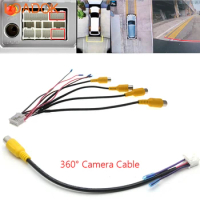 10 12 Pin Car Radio Rear View 360° Backup Camera Video RCA Input Output Cable Adapter Wiring Connector For Android Accessories