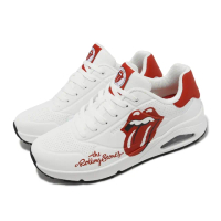 【SKECHERS】x 滾石樂團 休閒鞋 Uno-Rolling Stones Single 男鞋 白 紅 聯名 氣墊(183102-WRD)
