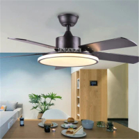 5001 36/46 inch Simple Hanger Rod Type Frequency Conversion Remote Control Creative Thin Led Invisible Ceiling Pendant Fan 220V