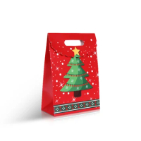 Christmas Paper Gift Boxes Red Color Gift Bag Santa Claus Candy Cookie Packing Bags New Year 2024 Christmas Supplies Navidad
