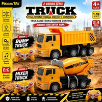 Mobil Remote Control Truk Konstruksi 2.4GHz Dump Truck & Mixer Truck RC Mainan Anak Lampu Musik Skal