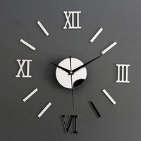 Decorative 3D Mirror Roman Numbers Wall Clock Stickers DIY Pointer Wall Clocks Art Pendant Living Room Office Decoration Clock