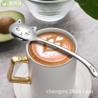 不銹鋼304勺子喵星人湯勺攪拌棒創意可愛網紅咖啡甜品勺