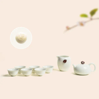 【LohasPottery 陸寶】泉石印象茶組9件式-青瓷冰裂(一壺一海六杯活水球 杯壺組)