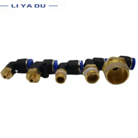 1/10pcs Pneumatic connector L Shape PL 4/6/8/10/12mm Hose Tube M5 6 1/8 1/4 3/8 1/2 BSPT Thread Air Elbow quick coupling Fitting