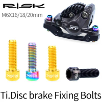 RISK 4pcs/box Road Mountain Bike Bicycle M6x16/18/20mm Titanium Alloy Disc Brake Caliper Fixing Bolts Screws For Arm Crank
