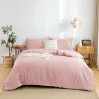 Blush Pink King Size All Seasons Use Ultra-Soft Washed Bedding , Fluffy Cotton Fabric Comforter &amp; 2 Pillow Shams
