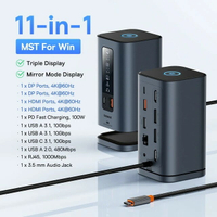【日本代購】倍思 USB C 集線器轉 DP 4K@60Hz HDMI DisplayPort 11 合 1 擴充座三重顯示 RJ45 PD 100W 適用於 Window USB 3.1 集線器