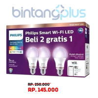 Bintang Plus - B2G1 Philips Lampu Bulb 9W Smart Wi-Fi LED