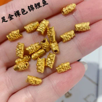 3d hard gold charms 24k pure gold fish 999 gold accessories for bracelet gold diy beads
