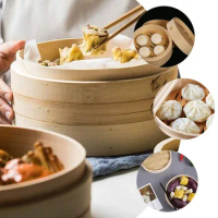 Bamboo Steam Cooker Basket Mantyshnica Dumpling Dim Sum Fish Rice Vegetable Snack Set Kitchen Cooking Tools Steamer With Cover