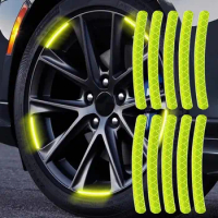 20Pcs Reflective Car Wheel Decorative Strip Stickers Motorcycle Wheel Hub Styling Decal Sticker Night Safety Reflective Decals