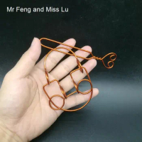 Lockset Shape Red Copper Wire Puzzle Hand Made Toy