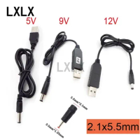 1pcs Usb Power Boost Line Dc 5v To Dc 9v / 12v Step Up Module Usb Converter Adapter Cable 2.1x5.5mm Plug Length 1M