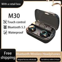 New M30 TWS Bluetooth 5.3 Headphones LED Display Wireless Earphones With Microphone 9D Stereo Sports Waterproof Earbuds Headsets