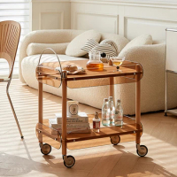 WISEMAX FURNITURE Modern Home Furniture Kitchen Serving Trolley Wooden Drinks Cart Living Room Corner Coffee Side Table