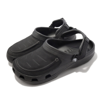 Crocs 涼拖鞋 Yukon Vista II Clog M 男鞋 黑 全黑 皮革面 裁縫 支撐力 尤肯卓越 207142001