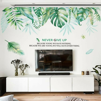 大型壁貼 沙發背景墻貼紙自粘清新植物客廳臥室溫馨創意墻壁裝飾品貼畫 LC4364