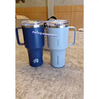 แก้วกาแฟพันธุ์ไทย× LocknLock แก้วสแตนเลสเก็บความเย็นได้ดีมากมีหูจับ ขนาด 820 ML มีให้เลือก 2สี แก้วก