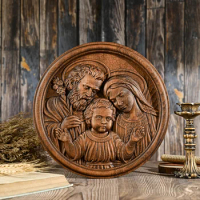 Holy Family Statue Wood Carving Ornaments, Mary Joseph Statue, Baby Jesus Catholic Decoration, Desktop Crafts, Religious Gifts
