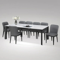 【BODEN】艾泰爾5尺工業風岩板伸縮餐桌椅組合(一桌四椅-桌寬150~200cm)