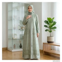 Gamis Brokat Corneli Tulang Kombinasi Moscrepe Dress Brokat Terbaru Gamis NIKITA sage